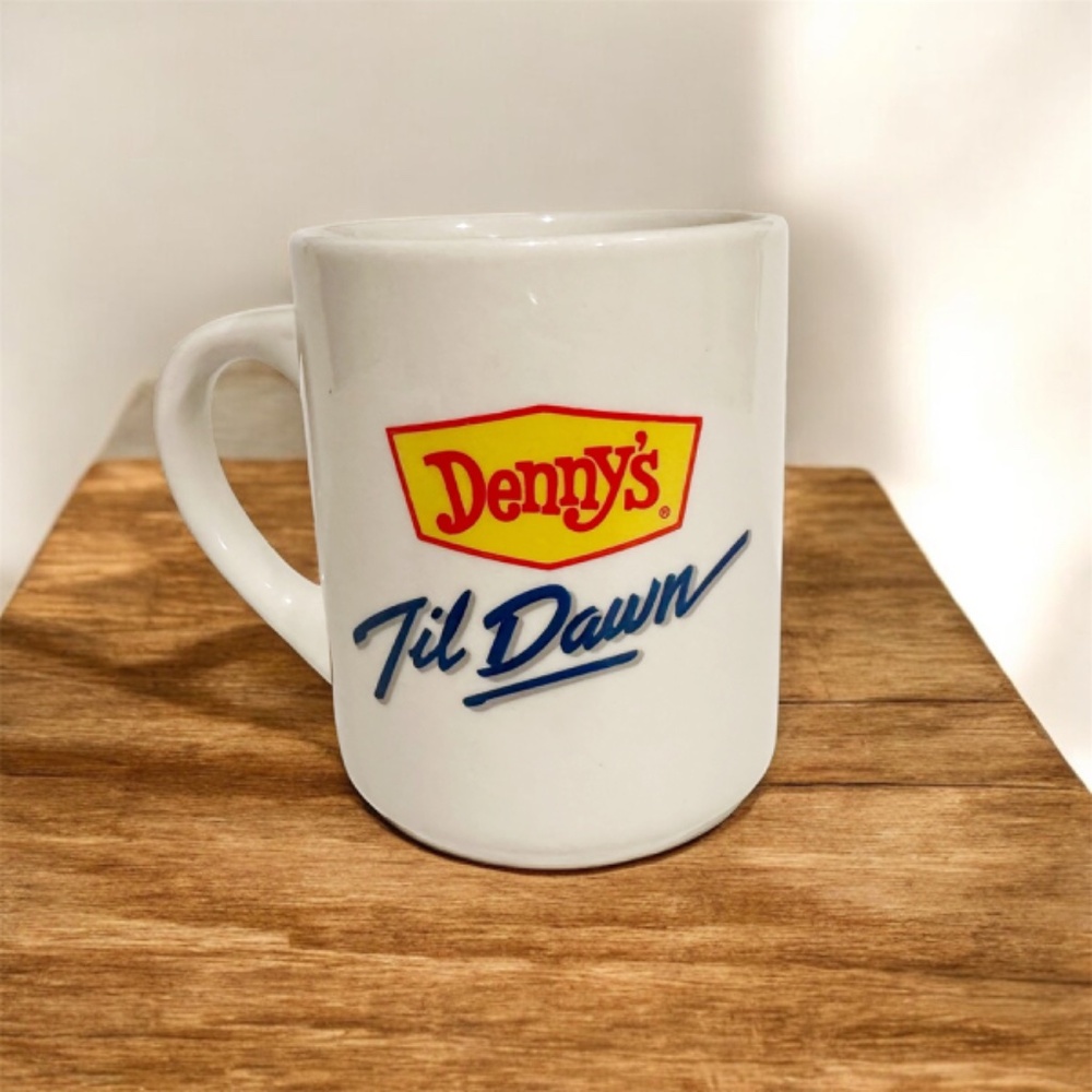 Vintage Denny's 'Til Dawn Mug with Moon Face | Retro Diner Coffee Cup